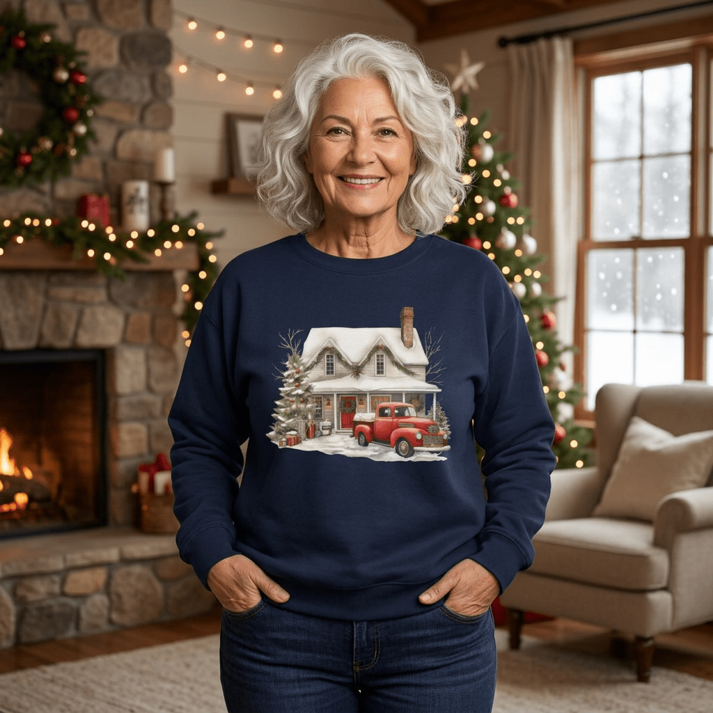Christmas Farmhouse & Pickup Truck Sweatshirt