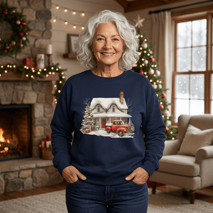 Christmas Farmhouse & Pickup Truck Sweatshirt