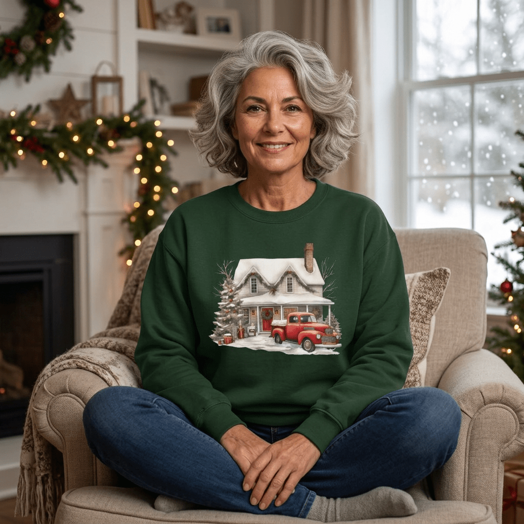 Christmas Farmhouse & Pickup Truck Sweatshirt