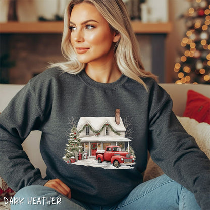 Christmas Farmhouse & Pickup Truck Sweatshirt