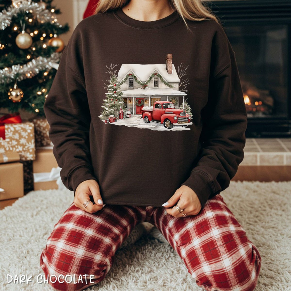 Christmas Farmhouse & Pickup Truck Sweatshirt