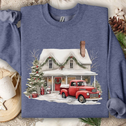 Christmas Farmhouse & Pickup Truck Sweatshirt