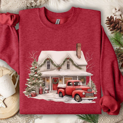Christmas Farmhouse & Pickup Truck Sweatshirt
