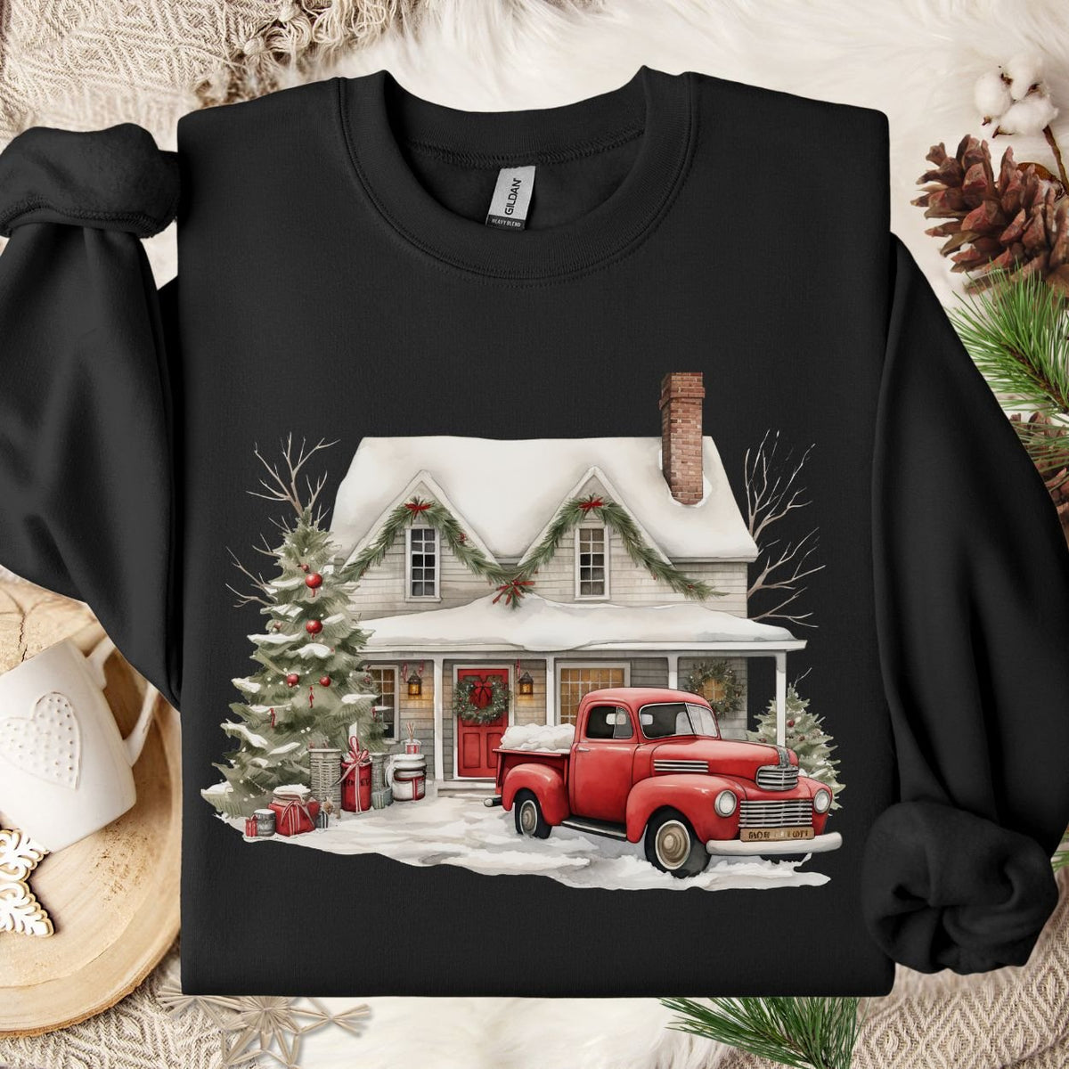 Christmas Farmhouse & Pickup Truck Sweatshirt