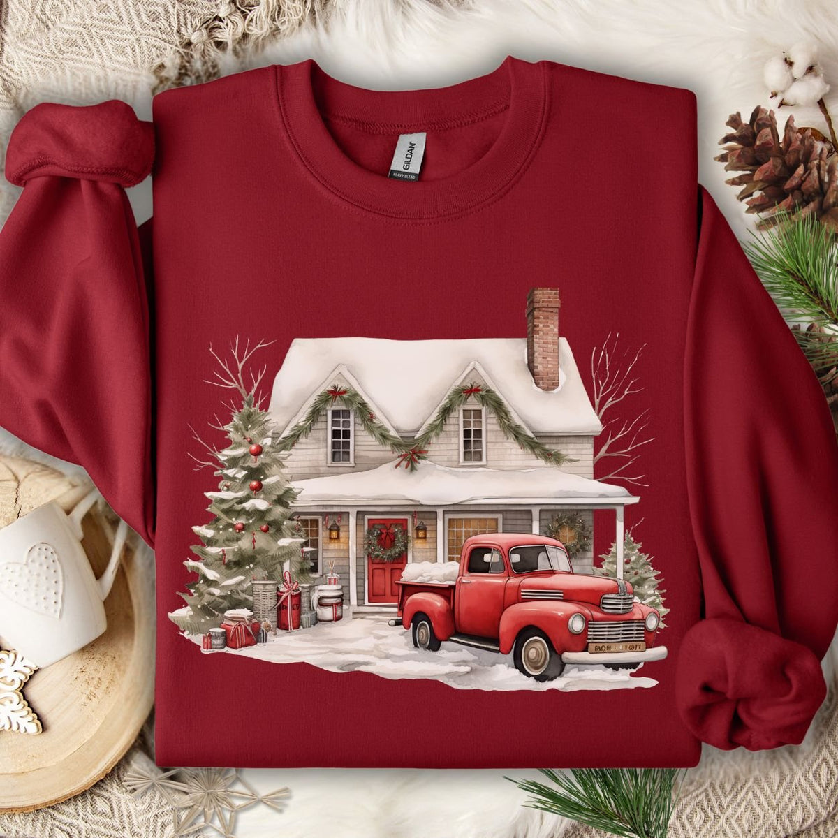 Christmas Farmhouse & Pickup Truck Sweatshirt