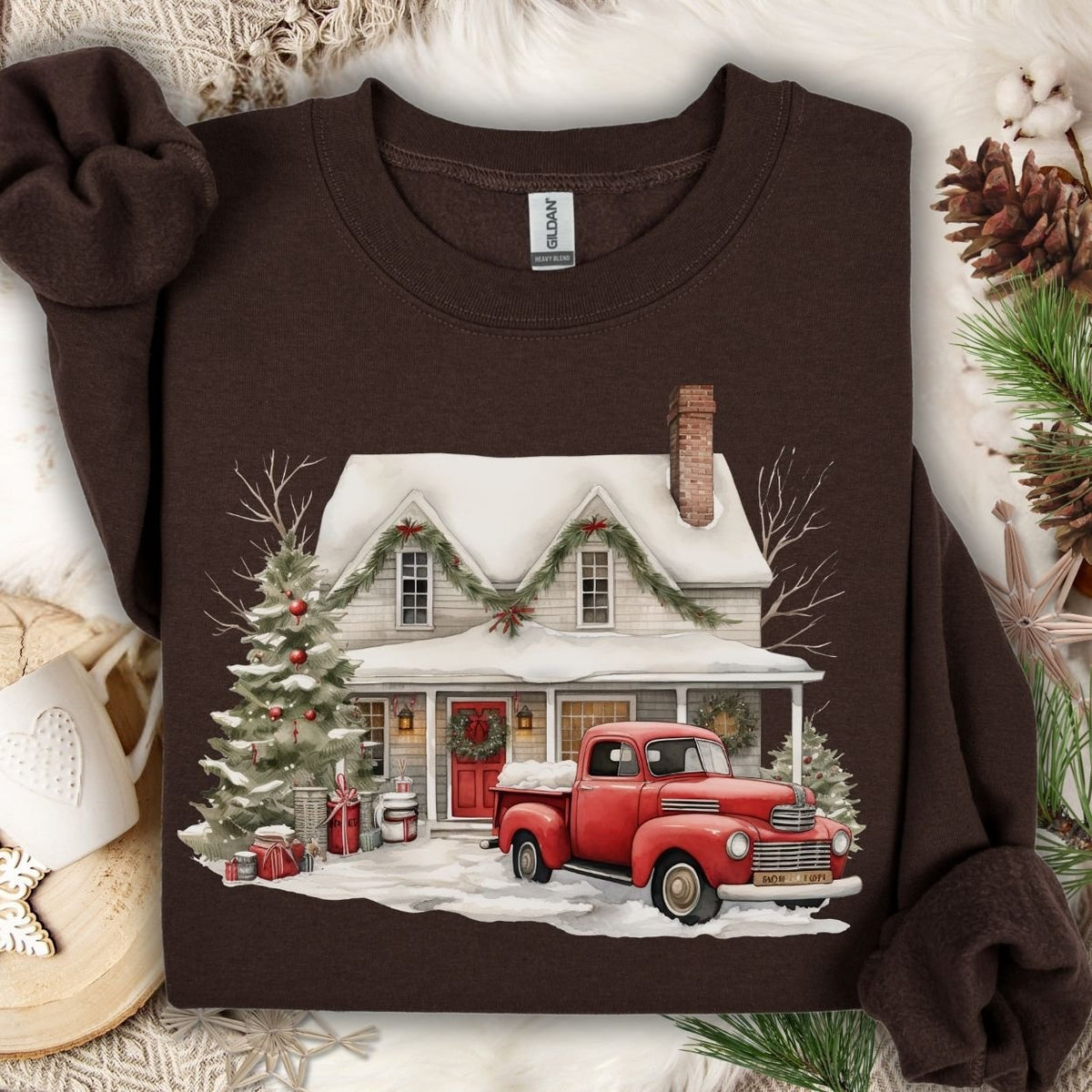 Christmas Farmhouse & Pickup Truck Sweatshirt