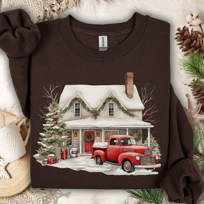 Christmas Farmhouse & Pickup Truck Sweatshirt