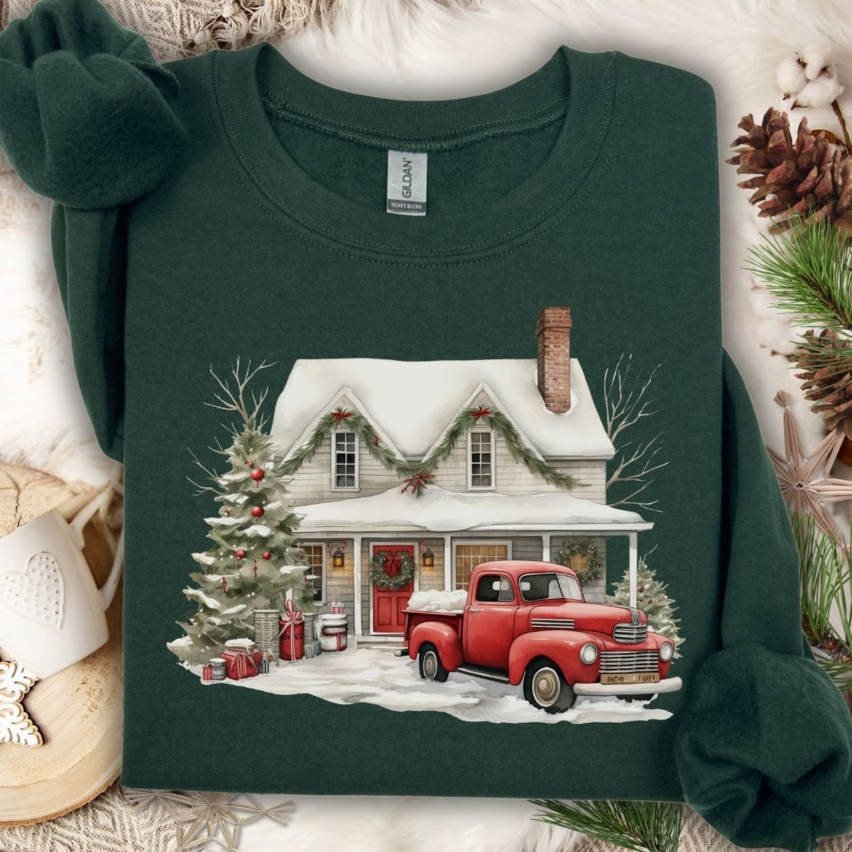 Christmas Farmhouse & Pickup Truck Sweatshirt