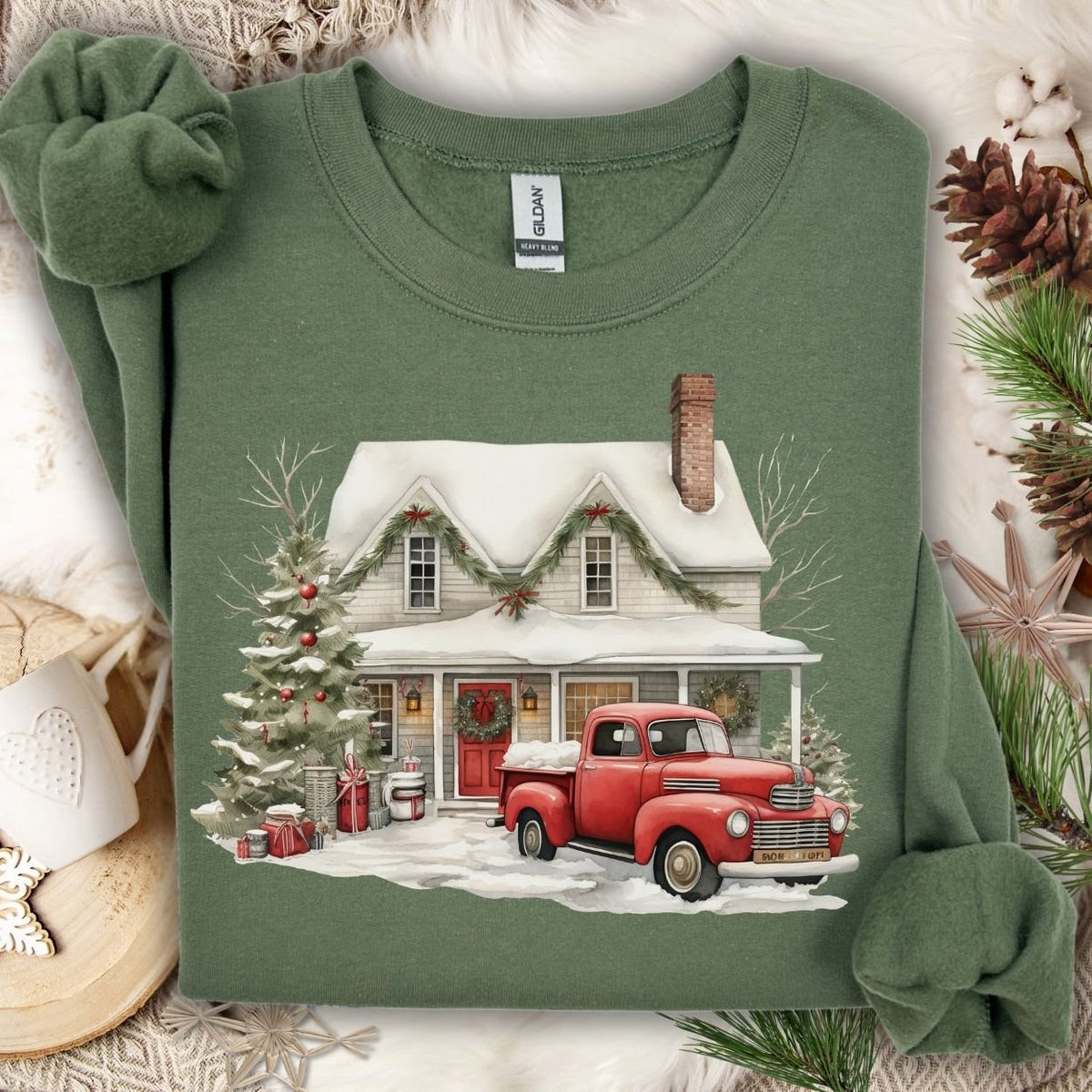 Christmas Farmhouse & Pickup Truck Sweatshirt