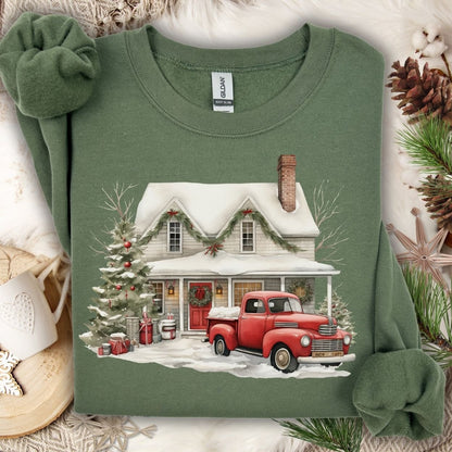 Christmas Farmhouse & Pickup Truck Sweatshirt