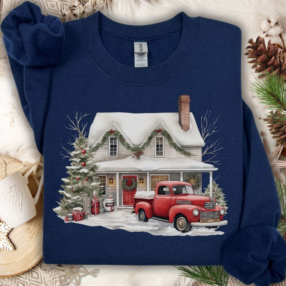 Christmas Farmhouse & Pickup Truck Sweatshirt