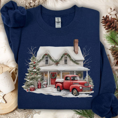 Christmas Farmhouse & Pickup Truck Sweatshirt