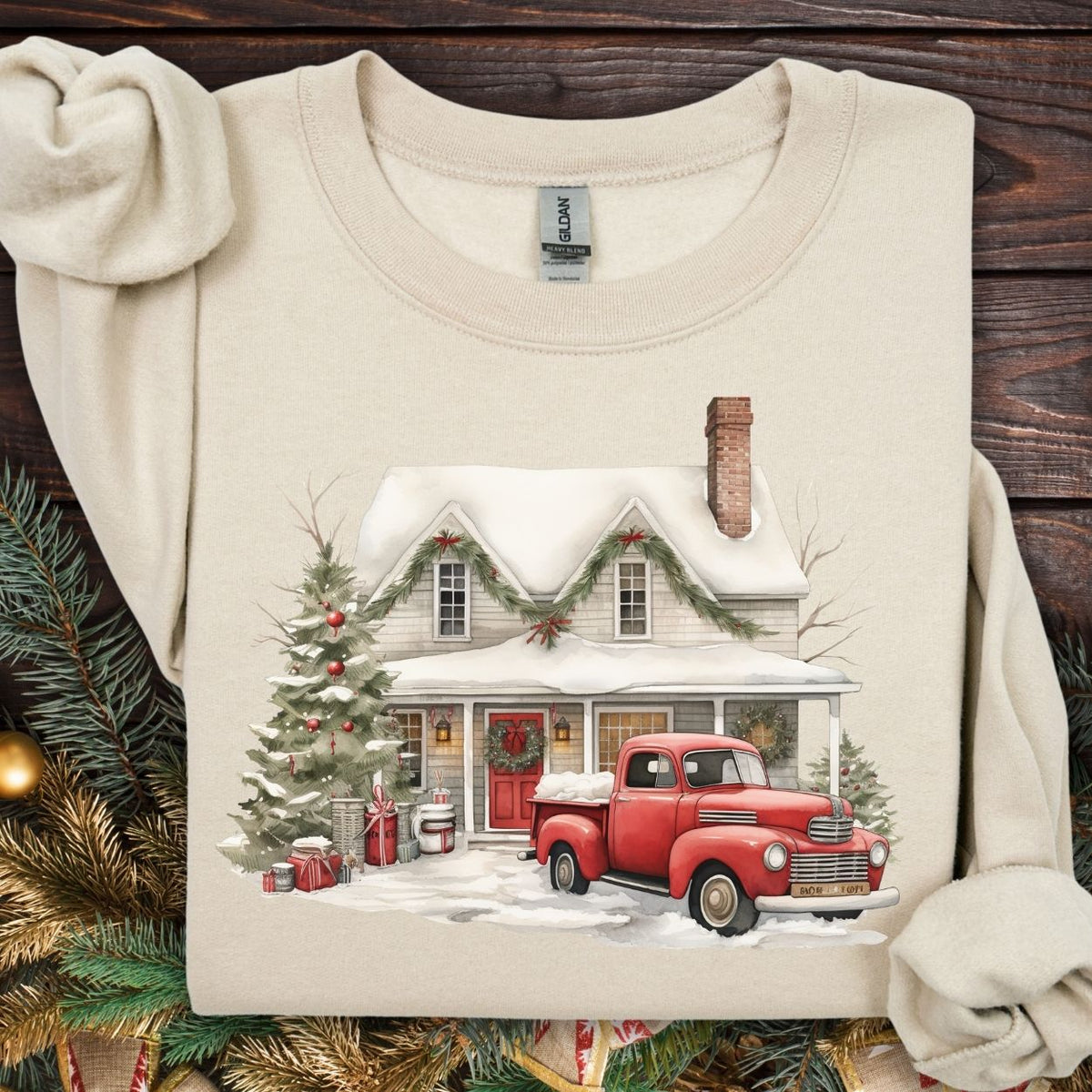 Christmas Farmhouse & Pickup Truck Sweatshirt