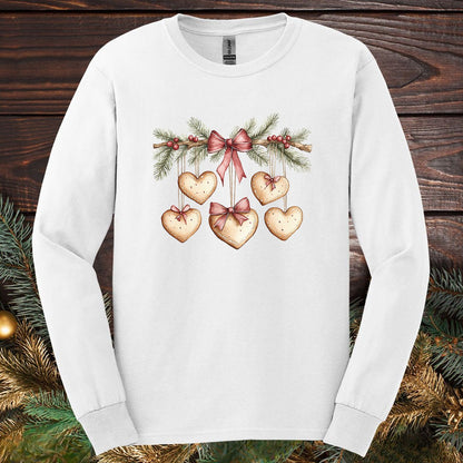 Christmas Gingerbread Heart Garland Long Sleeve Tee