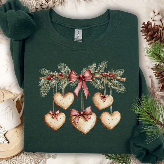 Christmas Gingerbread Heart Garland Sweatshirt