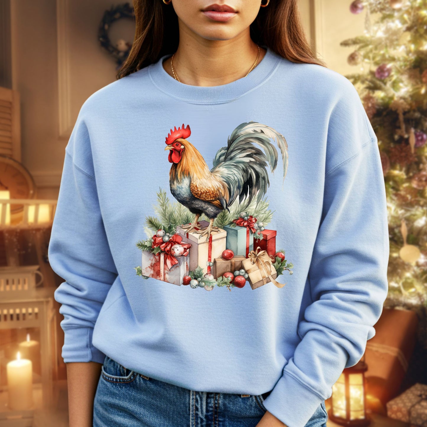 Christmas Rooster Sweatshirt