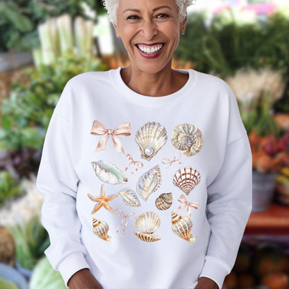 Coastal Watercolor Seashells Sweatshirt