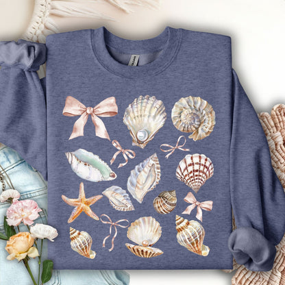 Coastal Watercolor Seashells Sweatshirt