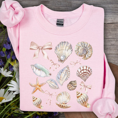 Coastal Watercolor Seashells Sweatshirt