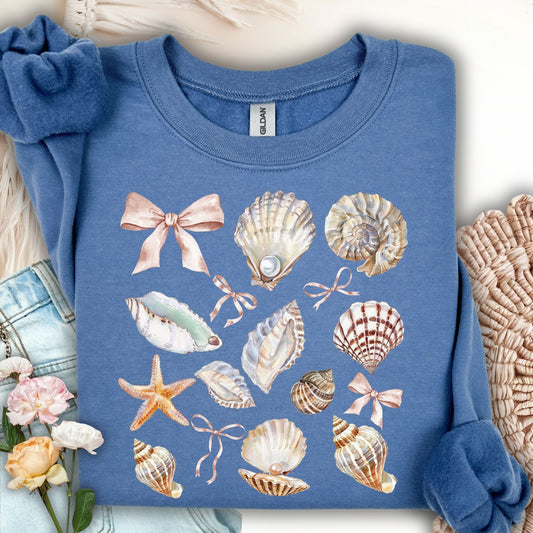 Coastal Watercolor Seashells Sweatshirt