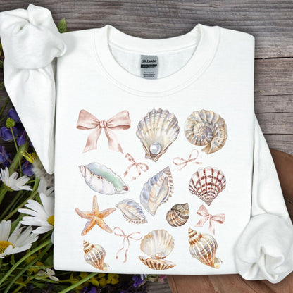 Coastal Watercolor Seashells Sweatshirt