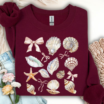 Coastal Watercolor Seashells Sweatshirt