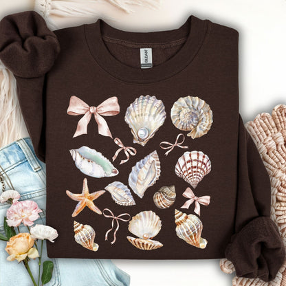 Coastal Watercolor Seashells Sweatshirt