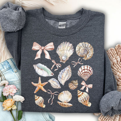 Coastal Watercolor Seashells Sweatshirt