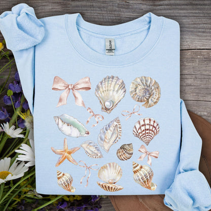 Coastal Watercolor Seashells Sweatshirt