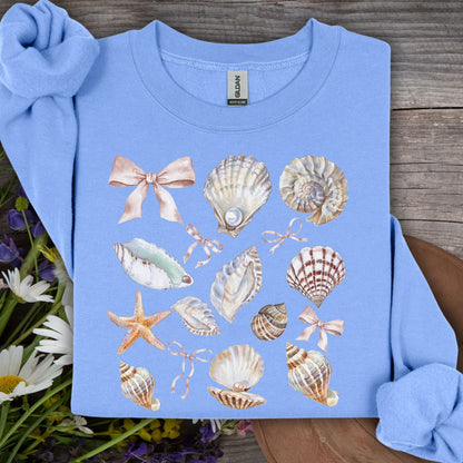 Coastal Watercolor Seashells Sweatshirt