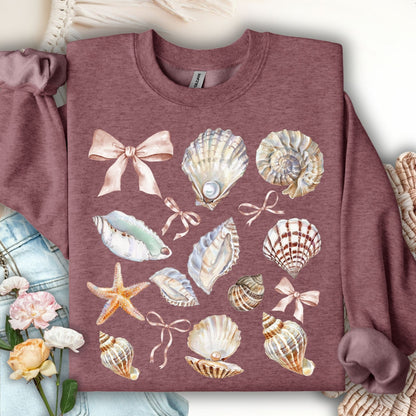 Coastal Watercolor Seashells Sweatshirt