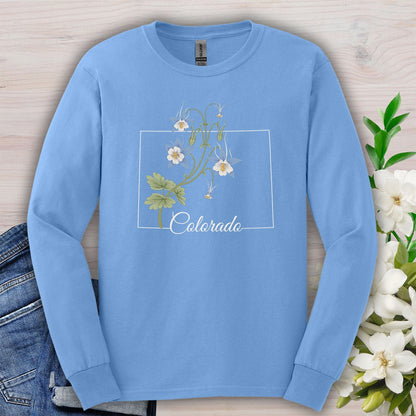 Colorado State Flower Long Sleeve Tee - Rocky Mountain Columbine