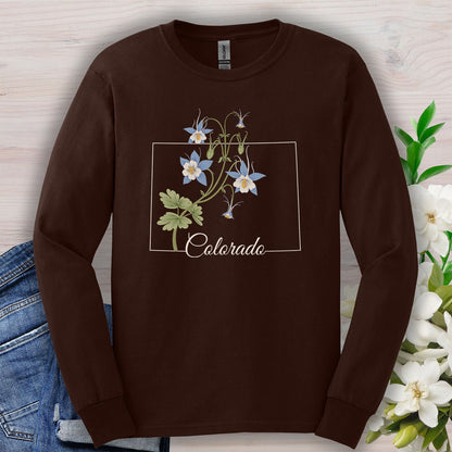 Colorado State Flower Long Sleeve Tee - Rocky Mountain Columbine