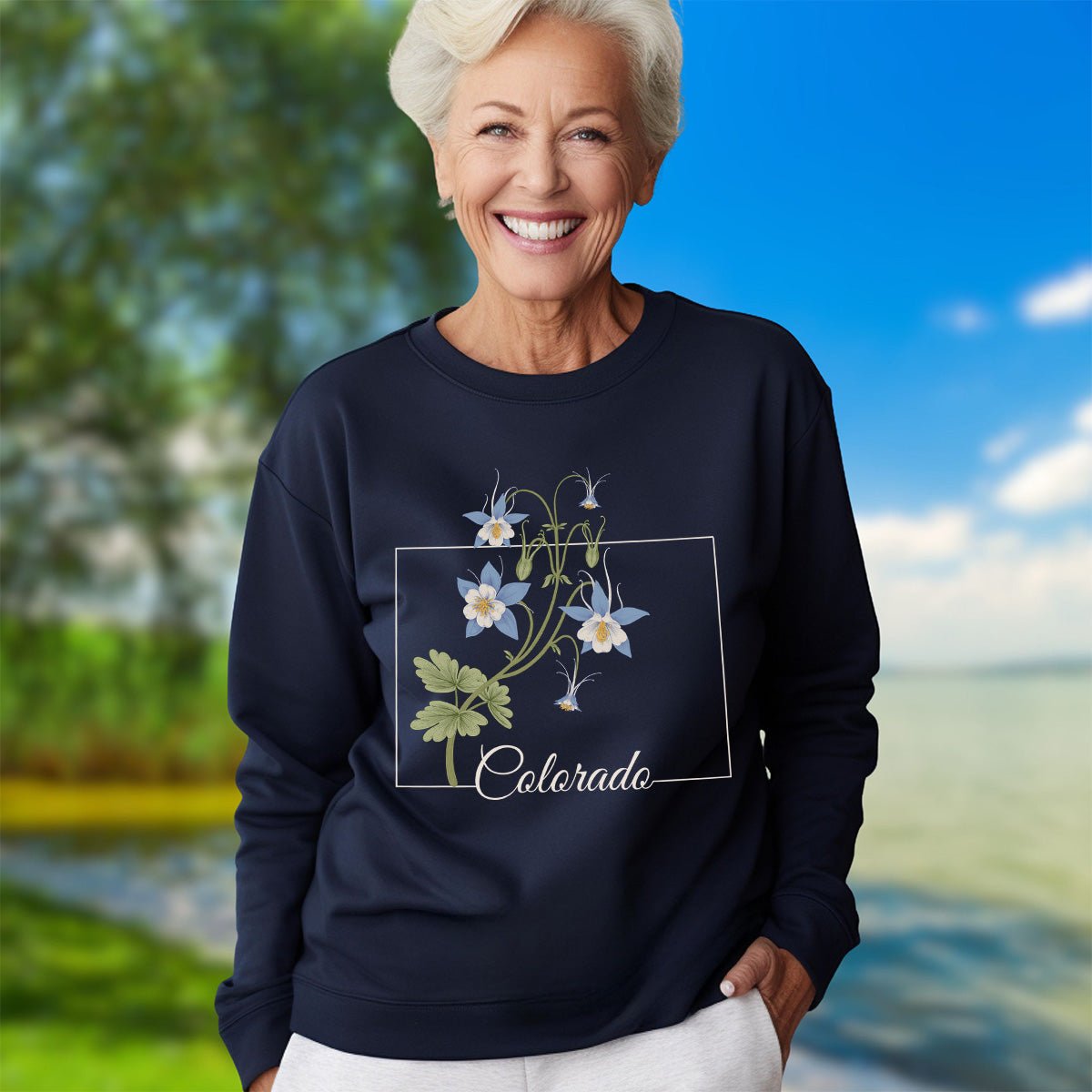 Colorado State Flower Sweatshirt - Rocky Mountain Columbine