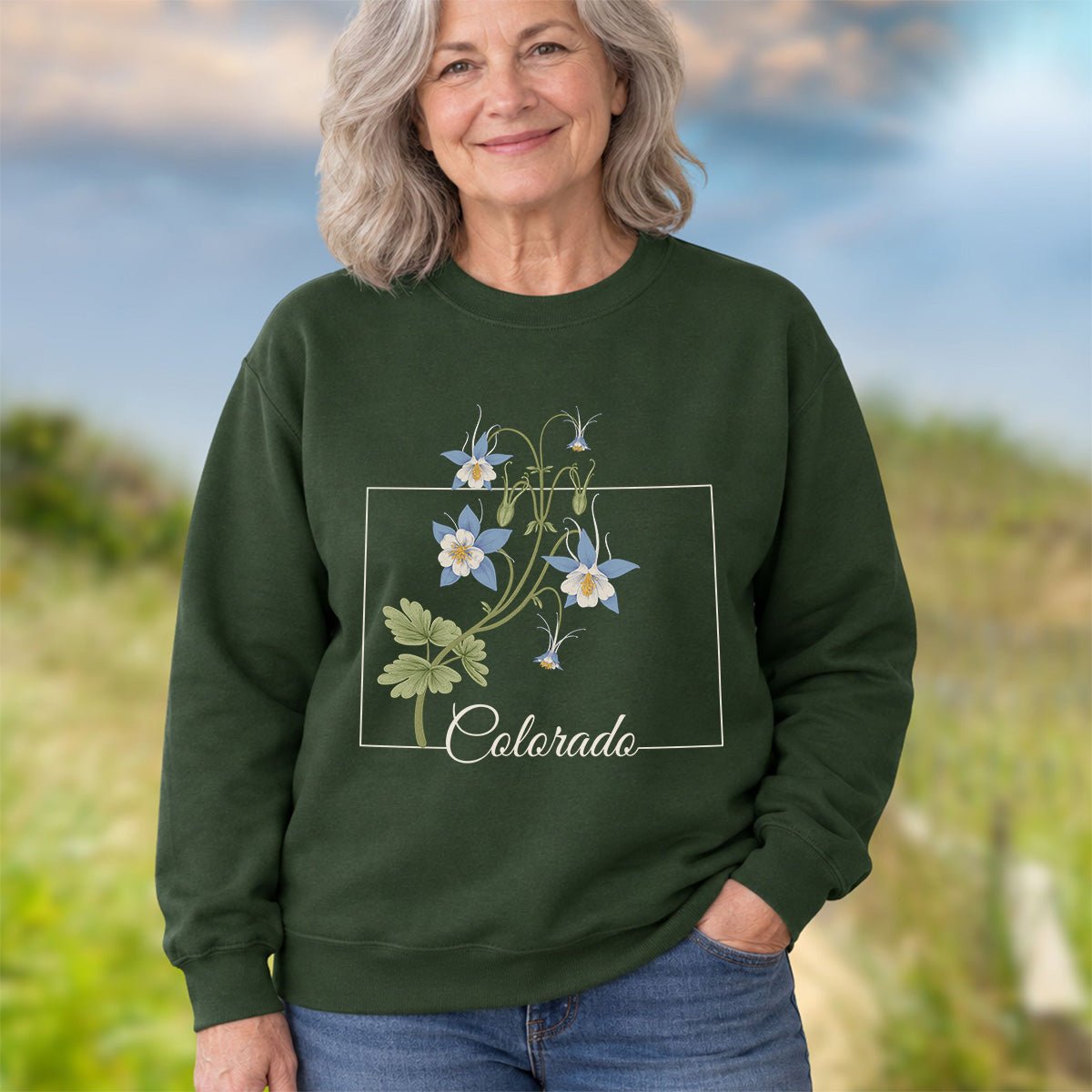Colorado State Flower Sweatshirt - Rocky Mountain Columbine