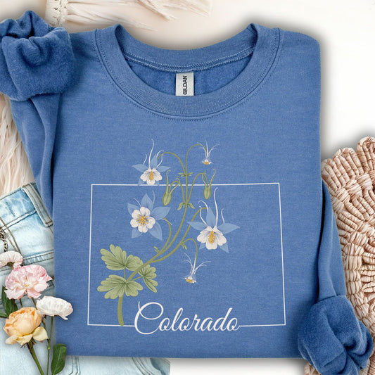 Colorado State Flower Sweatshirt - Rocky Mountain Columbine