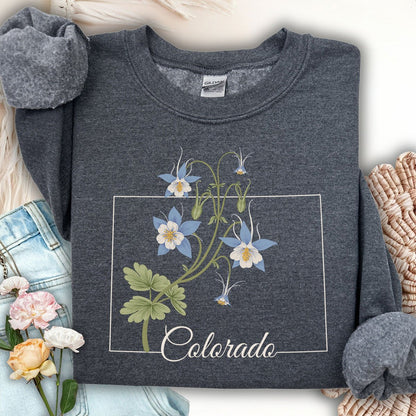 Colorado State Flower Sweatshirt - Rocky Mountain Columbine