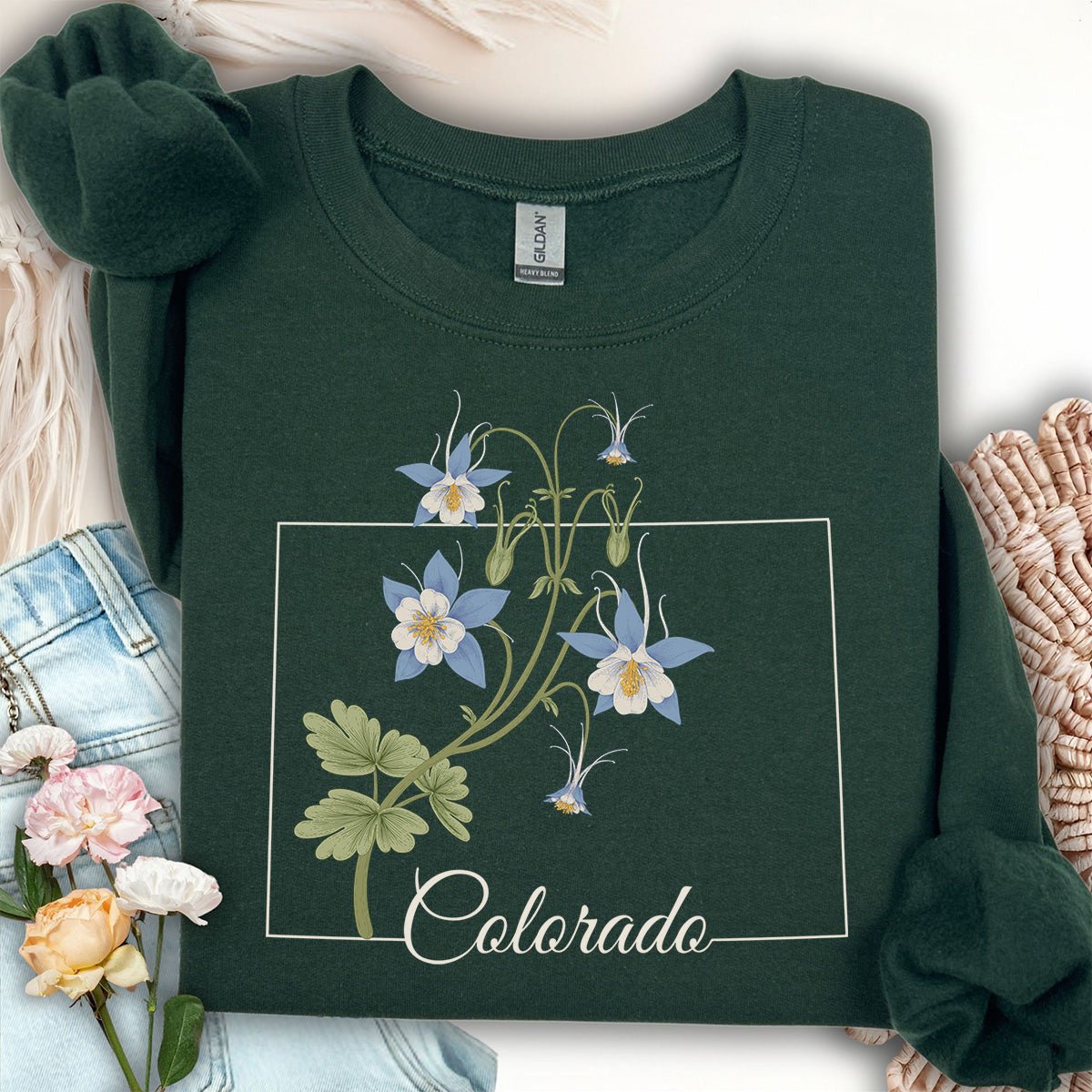 Colorado State Flower Sweatshirt - Rocky Mountain Columbine