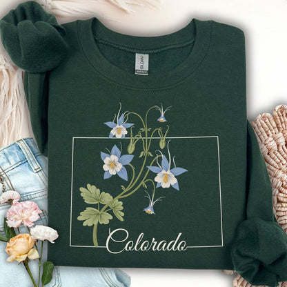 Colorado State Flower Sweatshirt - Rocky Mountain Columbine