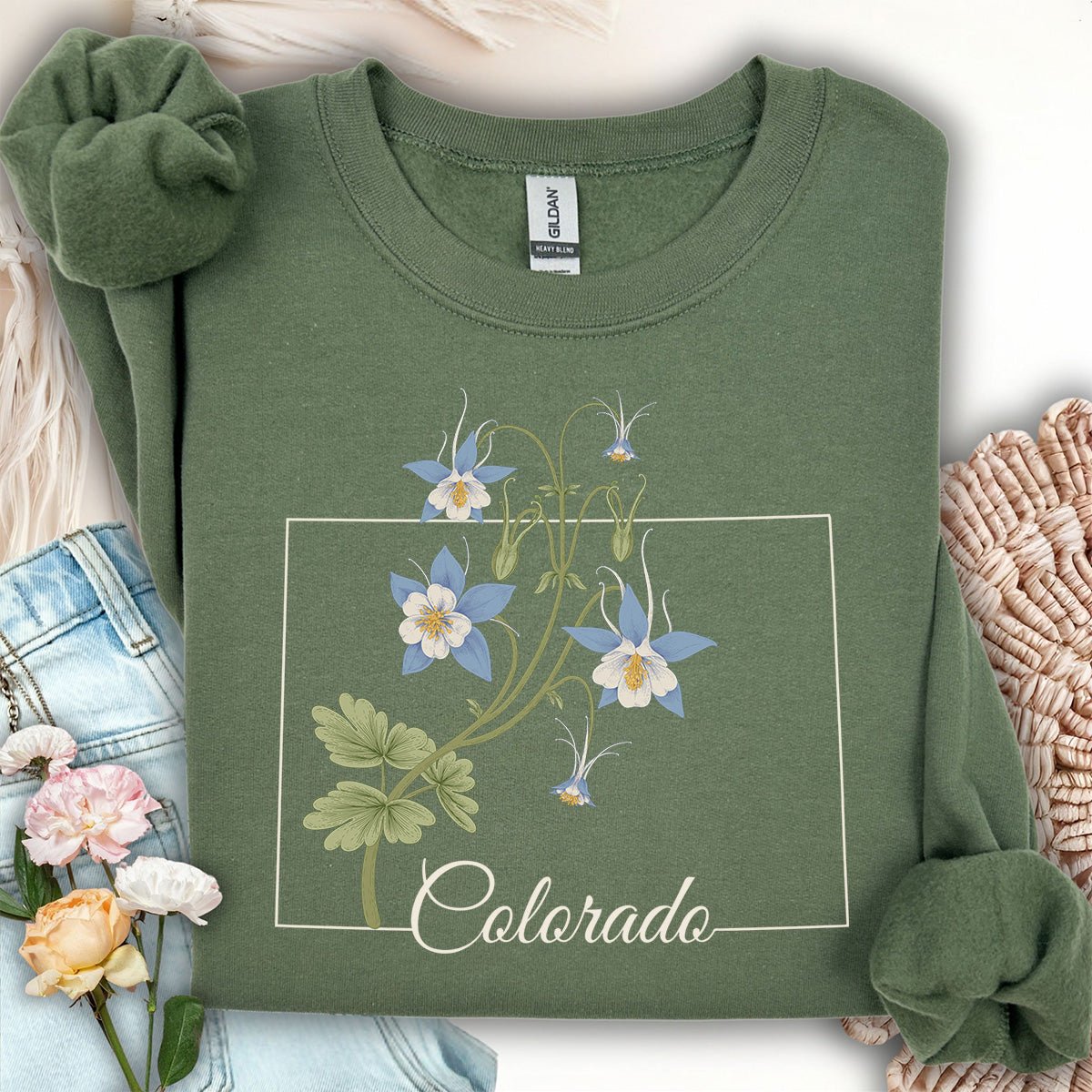 Colorado State Flower Sweatshirt - Rocky Mountain Columbine