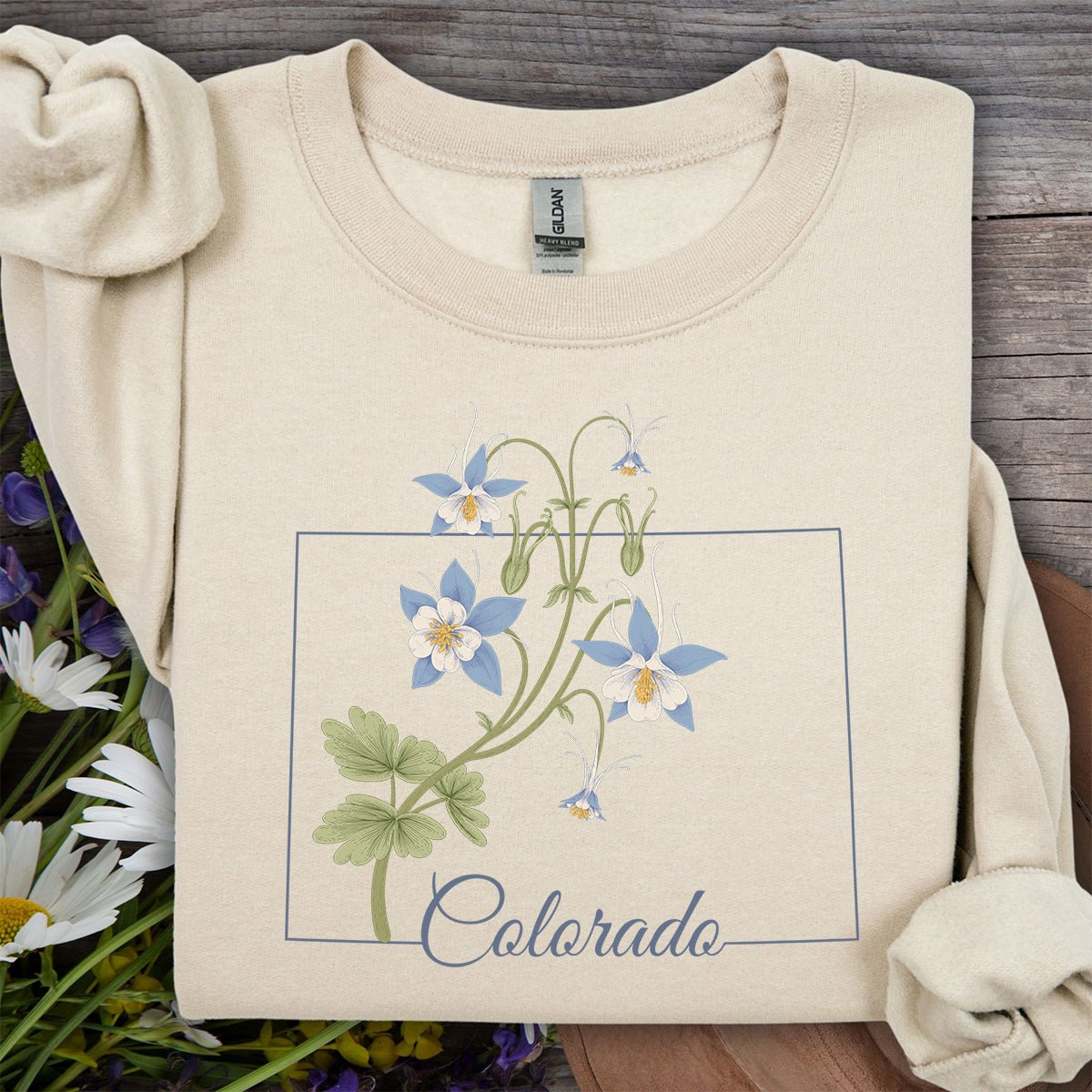 Colorado State Flower Sweatshirt - Rocky Mountain Columbine
