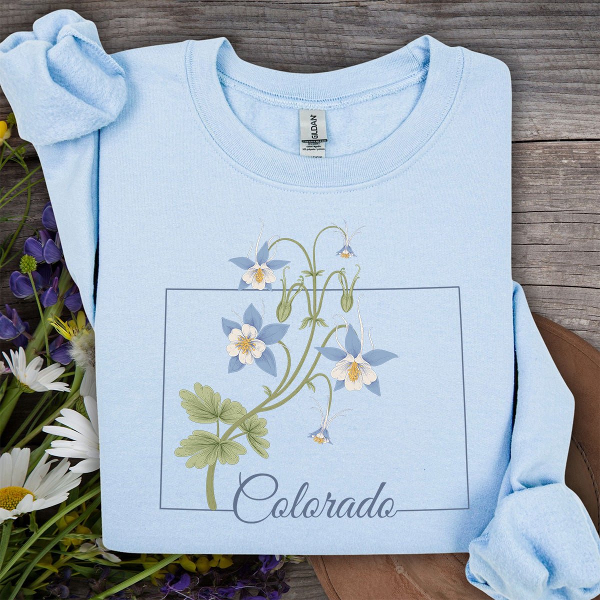Colorado State Flower Sweatshirt - Rocky Mountain Columbine