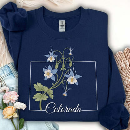 Colorado State Flower Sweatshirt - Rocky Mountain Columbine
