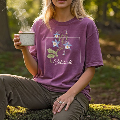 Colorado State Flower T-Shirt - Rocky Mountain Columbine