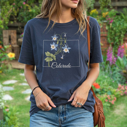 Colorado State Flower T-Shirt - Rocky Mountain Columbine