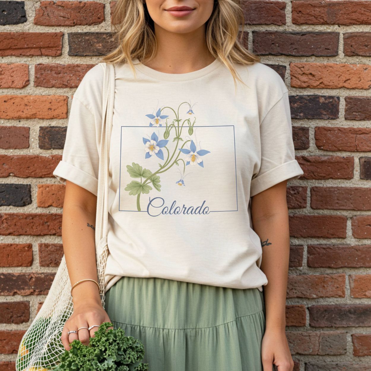 Colorado State Flower T-Shirt - Rocky Mountain Columbine