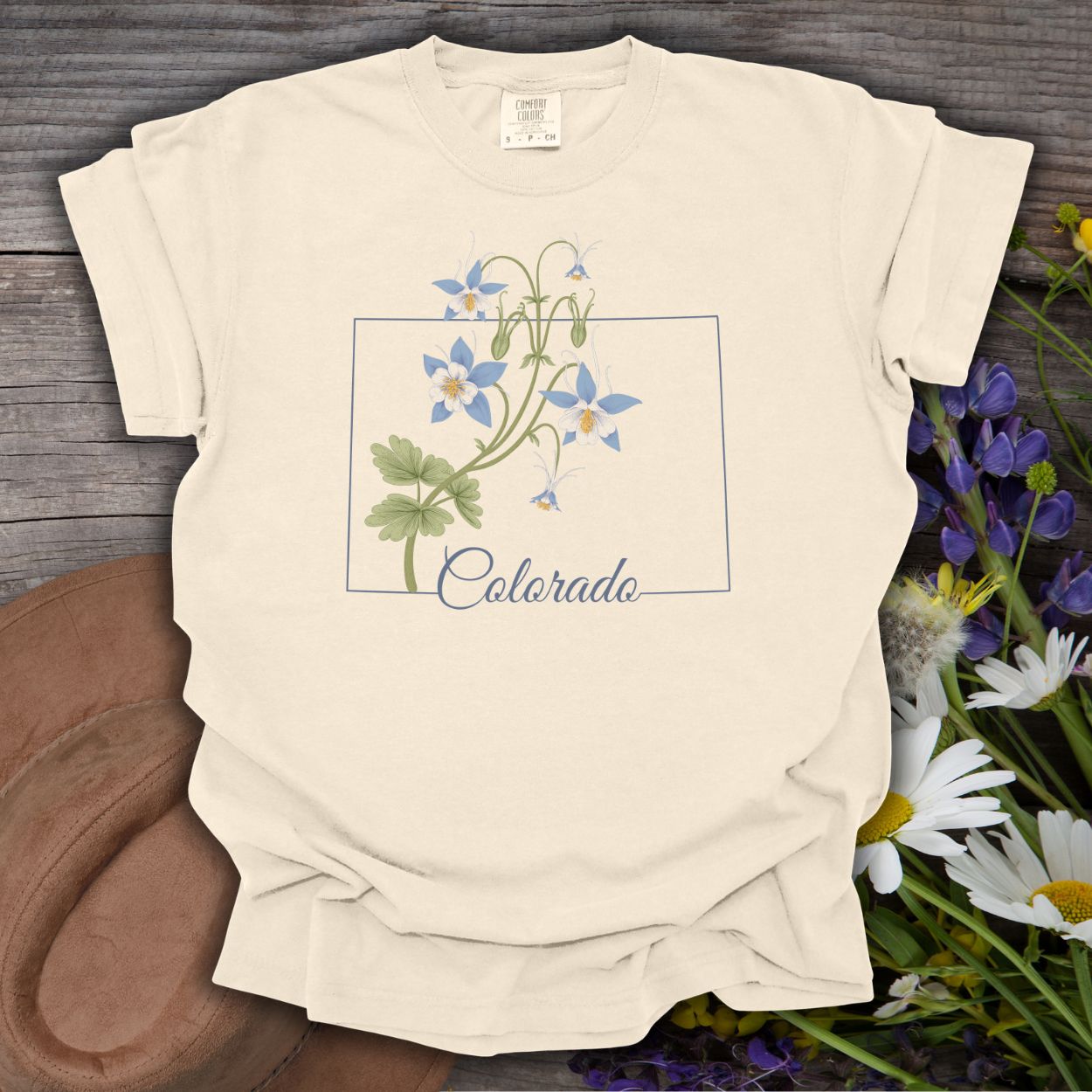 Colorado State Flower T-Shirt - Rocky Mountain Columbine