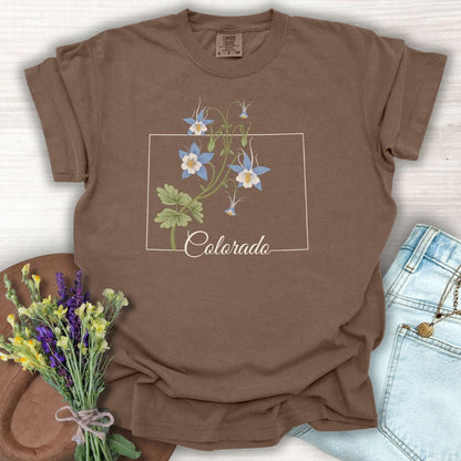 Colorado State Flower T-Shirt - Rocky Mountain Columbine