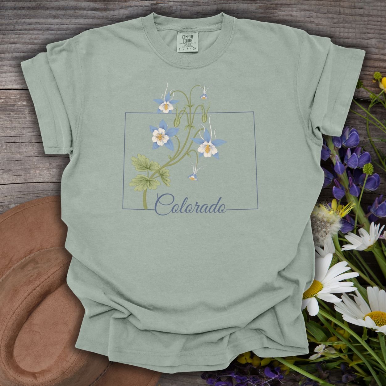 Colorado State Flower T-Shirt - Rocky Mountain Columbine