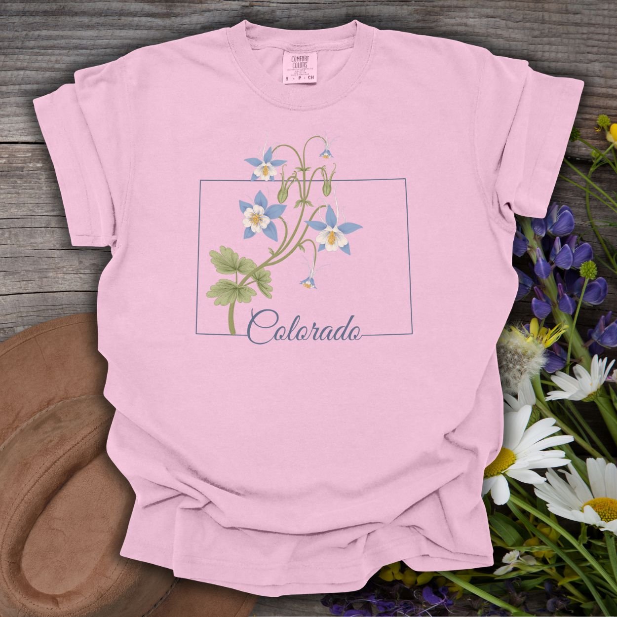 Colorado State Flower T-Shirt - Rocky Mountain Columbine